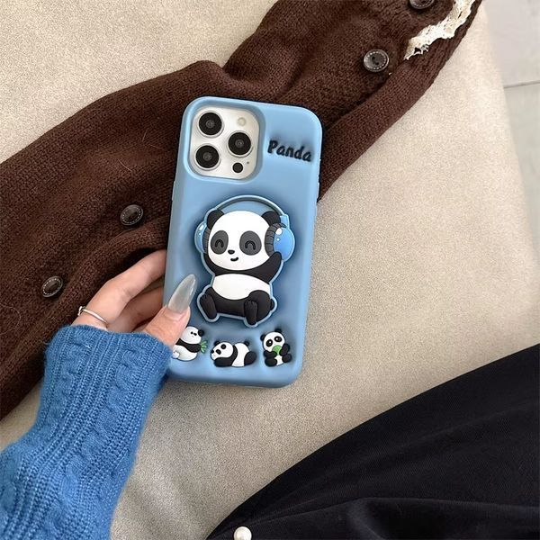 Силиконовый 3D чехол Musical Panda для iPhone 13 / голубой 098930 фото