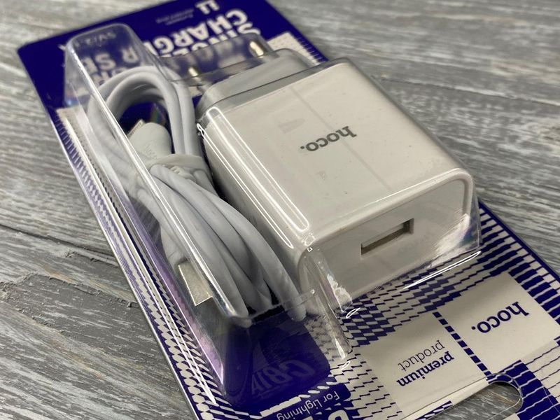 СЗП Hoco C81A з кабелем Lightning (1USB, 2.1А) 1 м 82689 фото