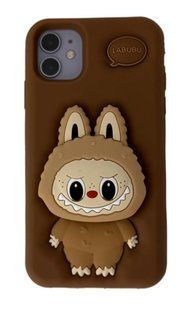 Гумовий 3D чохол Labubu для iPhone 11 / коричневий 202643 фото