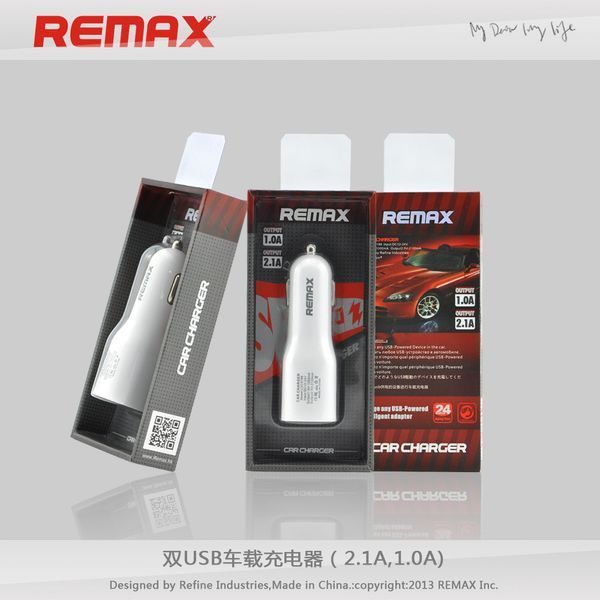 Автомобільна зарядка Remax на 2 USB (1.0 A/A 2.1) довга версія 20-001 фото
