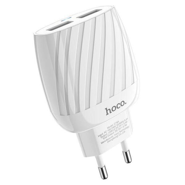 СЗУ Hoco C78A 2USB 2.4A + Lightning белый 85766 фото
