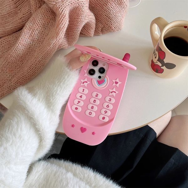 Силиконовый 3D чехол Mobile phone case для iPhone 15 Pro Max / розовый 099450 фото