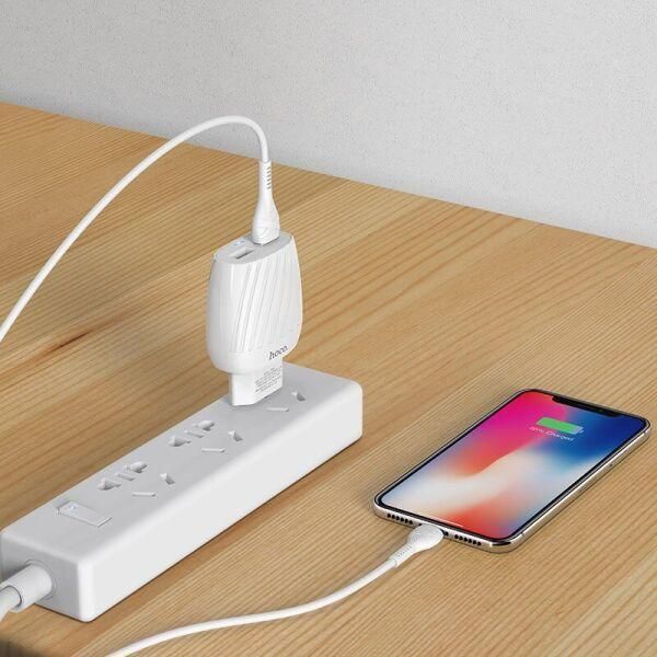 СЗУ Hoco C78A 2USB 2.4A + Lightning белый 85766 фото