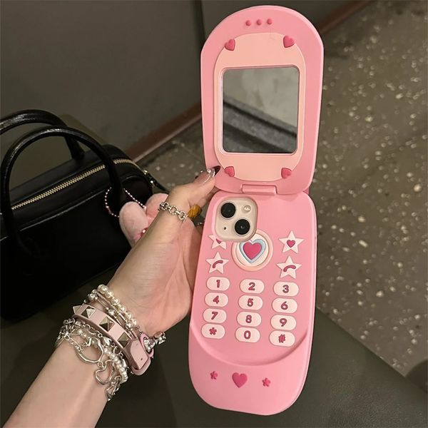 Силиконовый 3D чехол Mobile phone case для iPhone 15 Pro Max / розовый 099450 фото