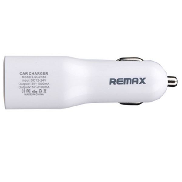 Автомобільна зарядка Remax на 2 USB (1.0 A/A 2.1) довга версія 20-001 фото