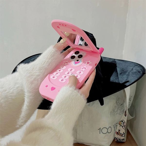 Силиконовый 3D чехол Mobile phone case для iPhone 15 Pro Max / розовый 099450 фото