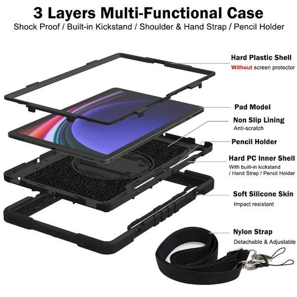 PC + TPU чехол Carbon Armor Cover Tablet на Samsung Galaxy Tab S11 (11") / малиновый 100598 фото