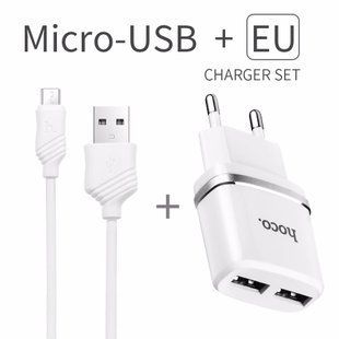 Мережеве ЗУ HOCO C12 Smart на 2USB (2.4 A) + micro USB 51142 фото