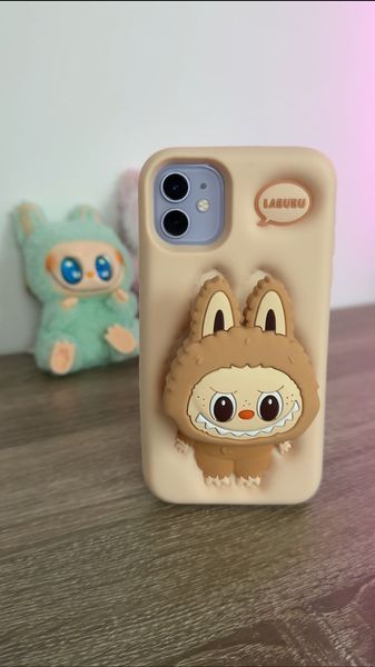 Гумовий 3D чохол Labubu для iPhone 11 / рожевий 202644 фото
