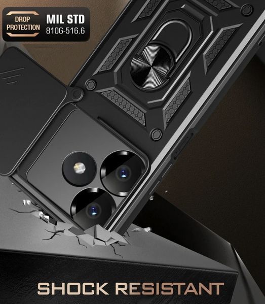 PC + TPU чохол Camshield Armor для Poco M6 (4G) / чорний 200308 фото