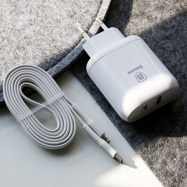 СЗУ Baseus Bojure PD Quick Charger + Cable (Lightning) 32W 1Type-C 1USB 90060 фото