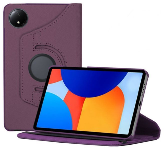 Кожаный чехол книжка 360 на Xiaomi Redmi Pad SE 8.7" / баклажановый 203839 фото