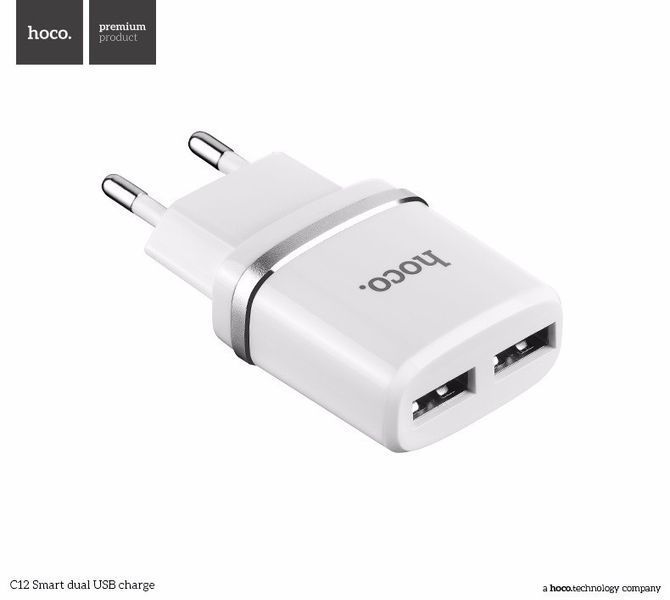 Мережеве ЗУ HOCO C12 Smart на 2USB (2.4 A) + micro USB 51142 фото
