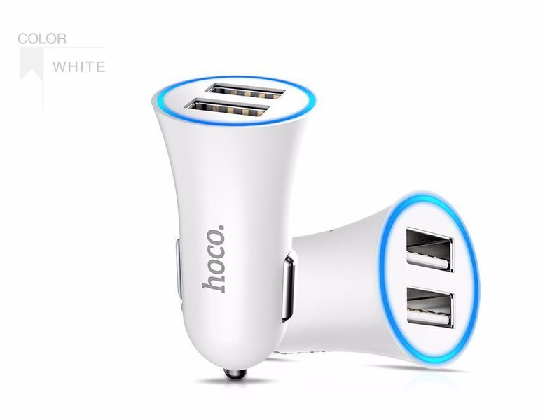 Автомобильная зарядка HOCO на 2USB (2.4A) UC204 LED (2 цвета) 51119 фото