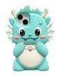 Силиконовый 3D чехол Funny Dragon для iPhone 15 Pro Max / голубой 099451 фото