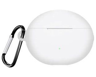 Силиконовый чехол с карабином для Huawei FreeBuds 5i (на фрибадс 5ай) белый 87356 фото