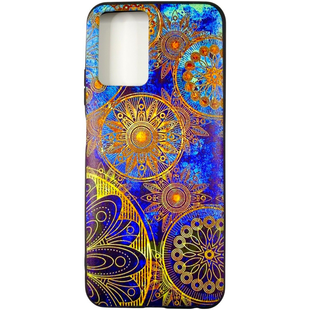 Чохол Print на ZTE Blade V30 Vita (на зті блейд на30 віта) Золоті візерунки на синьому 084651 фото