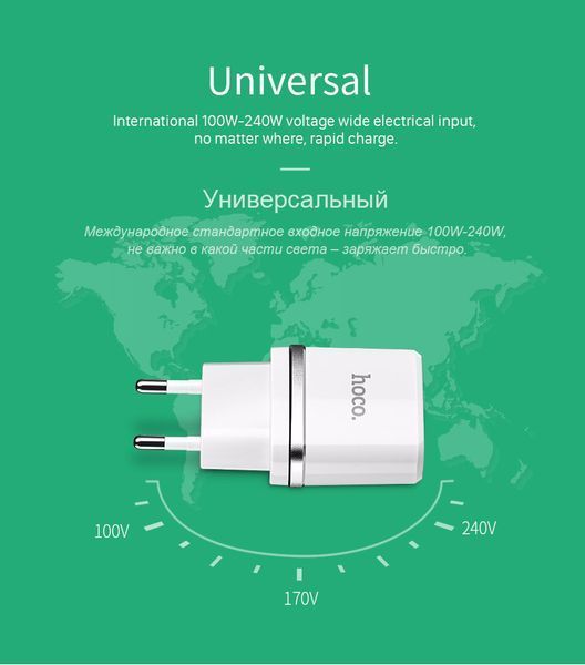 Мережеве ЗУ HOCO C12 Smart 2,4 A 2USB 50985 фото