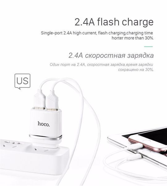 Мережеве ЗУ HOCO C12 Smart 2,4 A 2USB 50985 фото