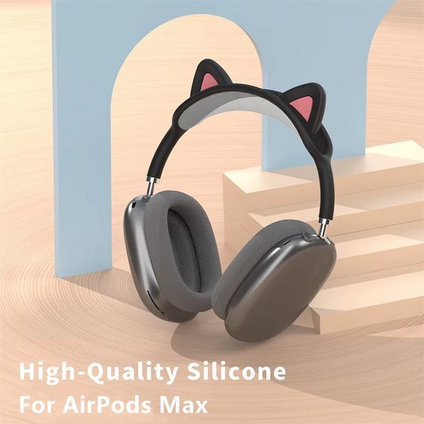 Силіконова захисна накладка Cat на навушники AirPods Max / чорний 098849 фото