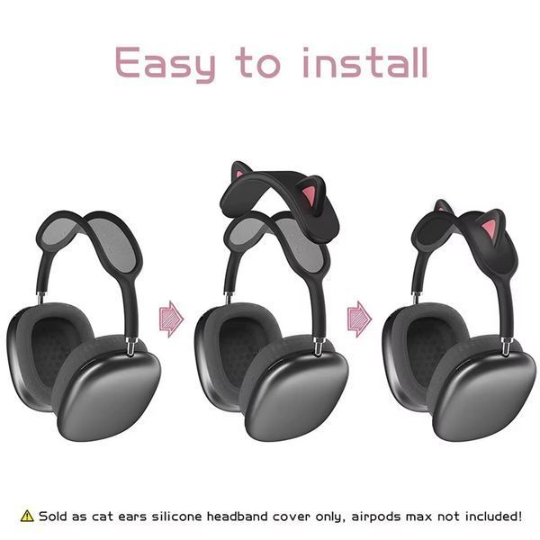 Силіконова захисна накладка Cat на навушники AirPods Max / чорний 098849 фото