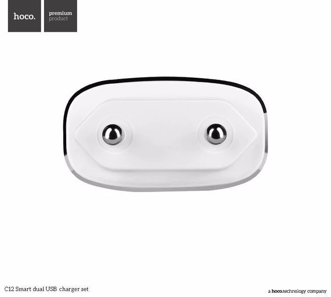Сетевое ЗУ HOCO C12 Smart на 2USB (2.4A) + Lightning cable 51143 фото
