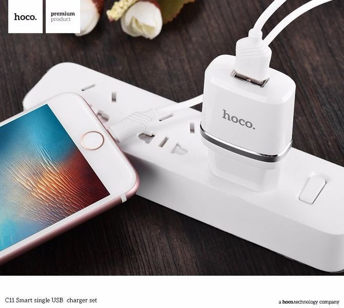 Сетевое ЗУ HOCO C12 Smart на 2USB (2.4A) + Lightning cable 51143 фото