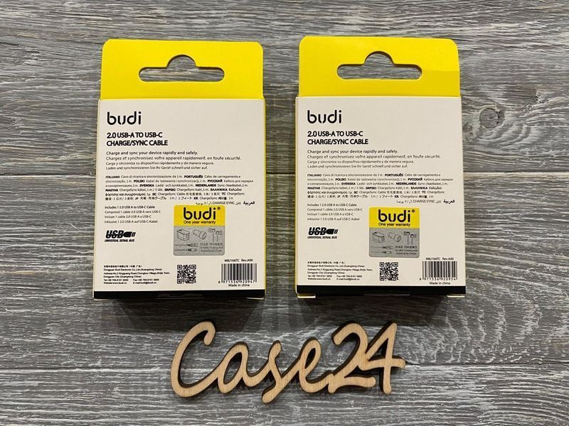 USB-кабель Budi на Type-C (2.4 А) 1 m (2 кольори) 81566 фото