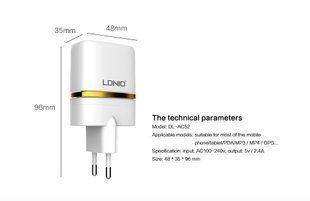 Мережеве ЗУ LDNIO DL-AC52 на 2USB ( 2,4 A) 51174 фото