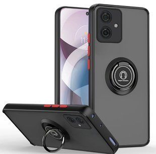 TPU чохол накладка Matte Ring Magnit для Motorola G54 чорний (червоні кнопки) 094794 фото