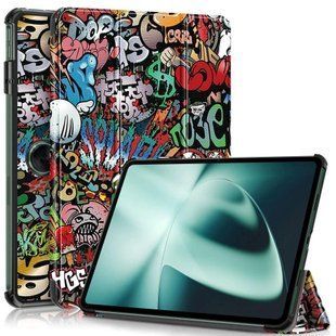 Кожаный чехол книжка Crazy Horse на планшет OPPO Pad 2 (11.61") / graffiti 097718 фото