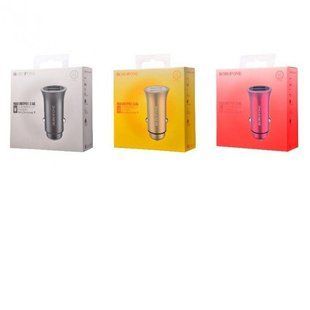 Автомобильная зарядка Borofone BZ4 Aluminum Alloy Housing 2.4A 2USB (3 цвета) 16408 фото