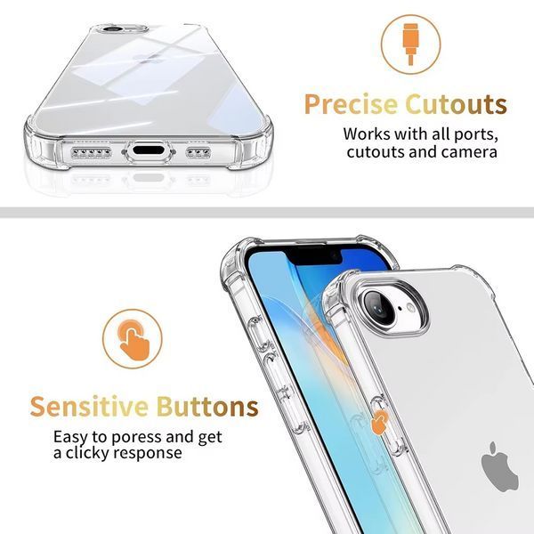 Противоударный силиконовый чехол WXD для iPhone 16e / прозрачный 098866 фото