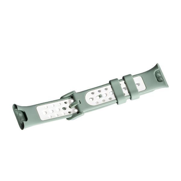 Ремінець браслет Perforation на Xiaomi Mi Smart Band 7 Pro Light Green and White 91031 фото