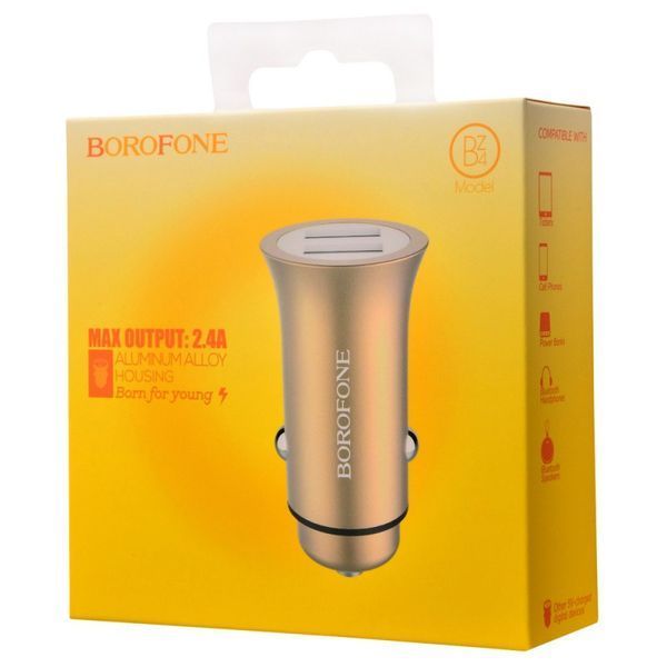 Автомобільна зарядка Borofone BZ4 Aluminum Alloy Housing 2.4 A 2USB (3 кольори) 16408 фото