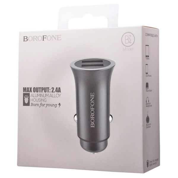Автомобільна зарядка Borofone BZ4 Aluminum Alloy Housing 2.4 A 2USB (3 кольори) 16408 фото