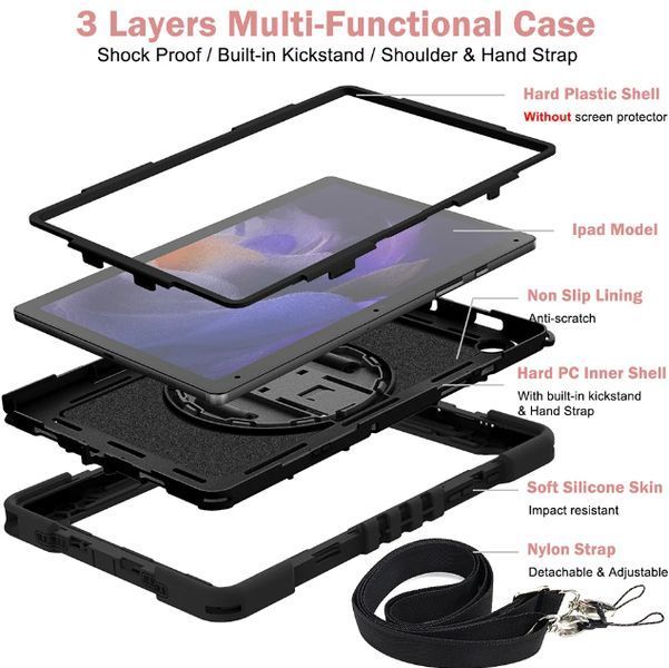 PC + TPU чохол Carbon Armor Tablet на планшет Samsung Galaxy Tab A11 Plus (11") / чорний 100606 фото