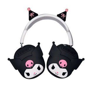 Силиконовые защитные накладки и ушки Kuromi на наушники AirPods Max / черный 099432 фото