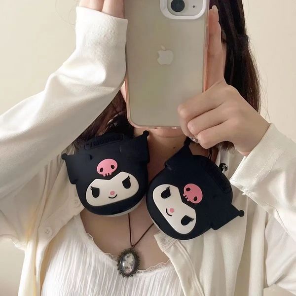 Силіконові захисні накладки та вушка Kuromi на навушники AirPods Max / чорний 099432 фото