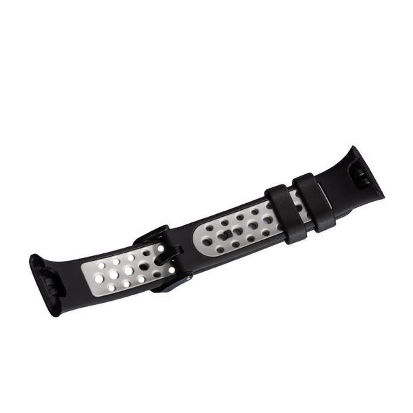 Ремінець браслет Perforation на Xiaomi Mi Smart Band 7 Pro Black and Grey 91032 фото