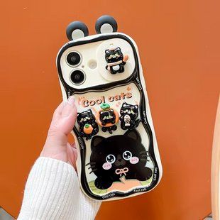 Силиконовый 3D чехол Cool cats для iPhone 14 Pro Max / (с ремешком) 099300 фото