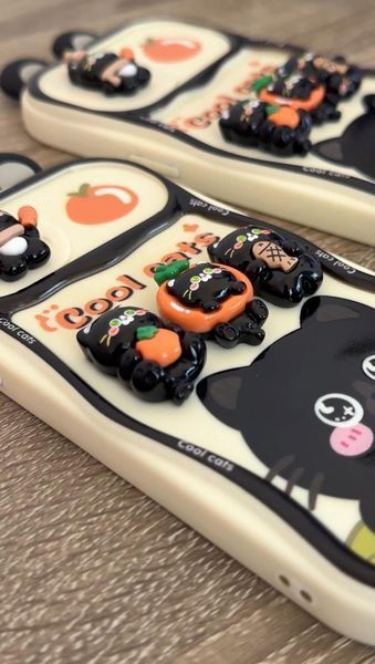 Силіконовий 3D чохол Cool cats для iPhone 14 Pro Max / (з ремінцем) 099300 фото