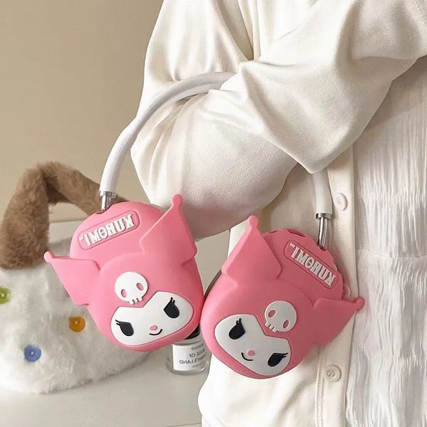 Силиконовые защитные накладки и ушки Kuromi на наушники AirPods Max / фиолетовый 099433 фото