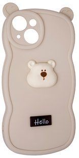 Силіконовий 3D чохол Hello Bear для iPhone 14 / white 202499 фото