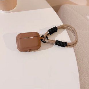 Силіконовий чохол зі шнурком для AirPods 4/ темно-коричневий 098838 фото