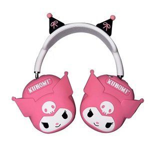 Силиконовые защитные накладки и ушки Kuromi на наушники AirPods Max / розовый 099434 фото