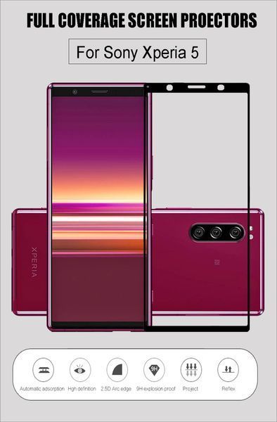 Защитное стекло для Sony Xperia 5 черное 80265 фото