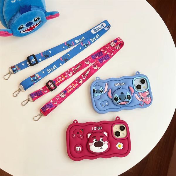 Силіконовий 3D чохол Stitch для iPhone 14 Pro Max / блакитний (з ремінцем) 099301 фото