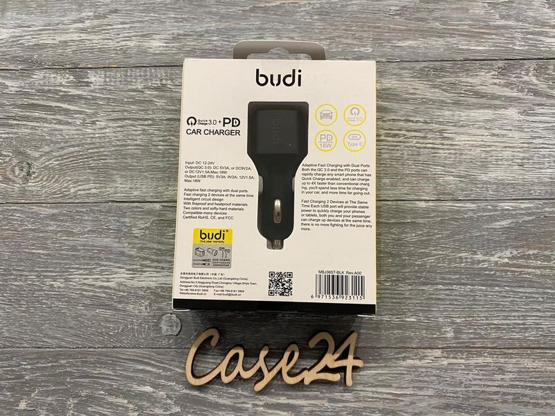 Автомобільний зарядний пристрій Budi (18W Type-c + quick charger 3.0) з LED-індикатором (M8J065T) 81776 фото