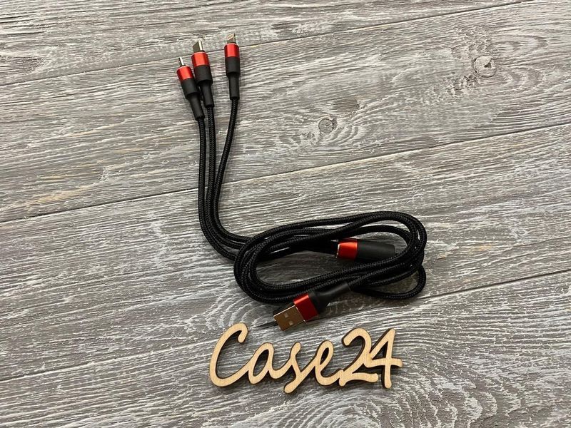 Універсальний кабель Budi на Micro-usb, Lightning, Type-C (1,2m) 81570 фото